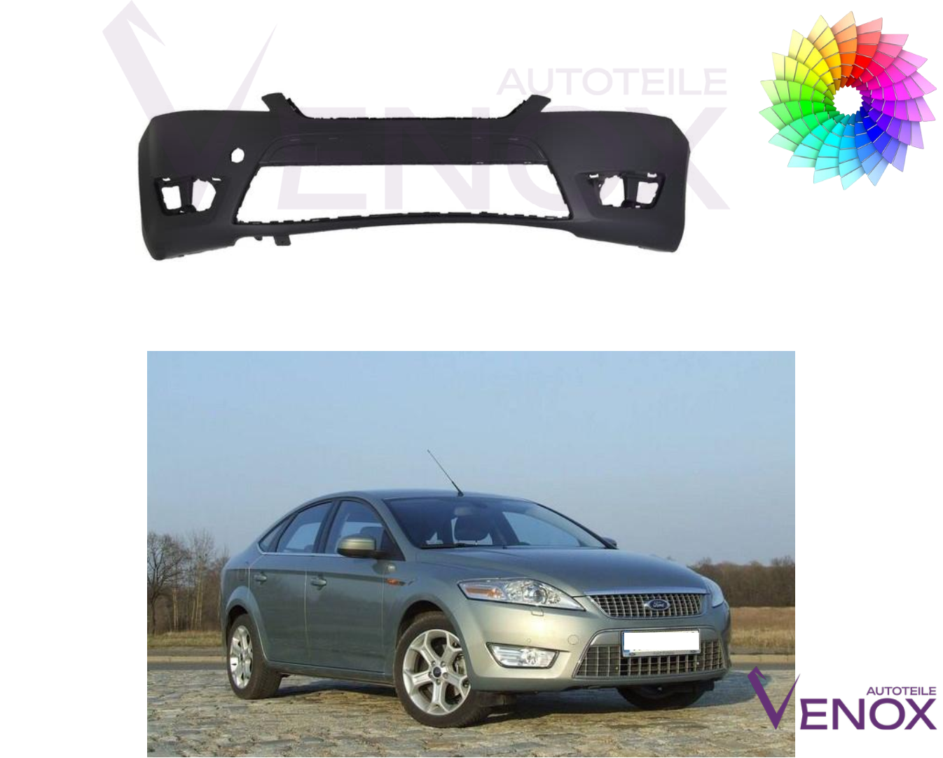 Predný nárazník Ford Mondeo Mk4 2007-2010 ľubovoľná farba – Obrázok 2