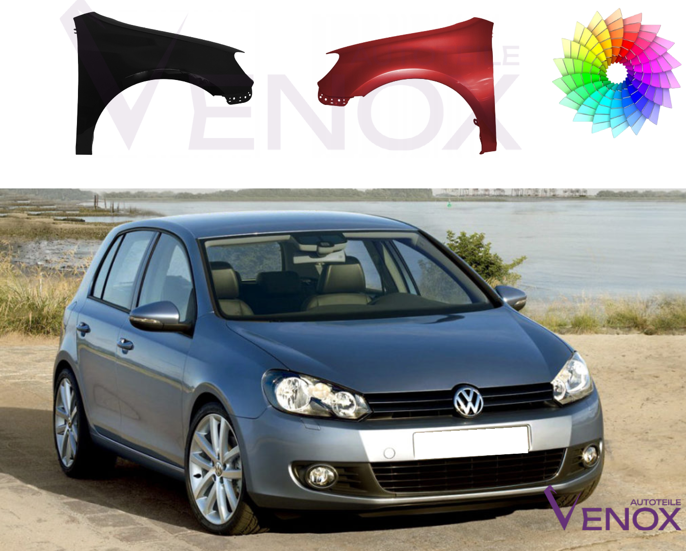 Ľavé krídlo VW GOLF VI 2008-2016 ľubovoľná farba – Obrázok 2