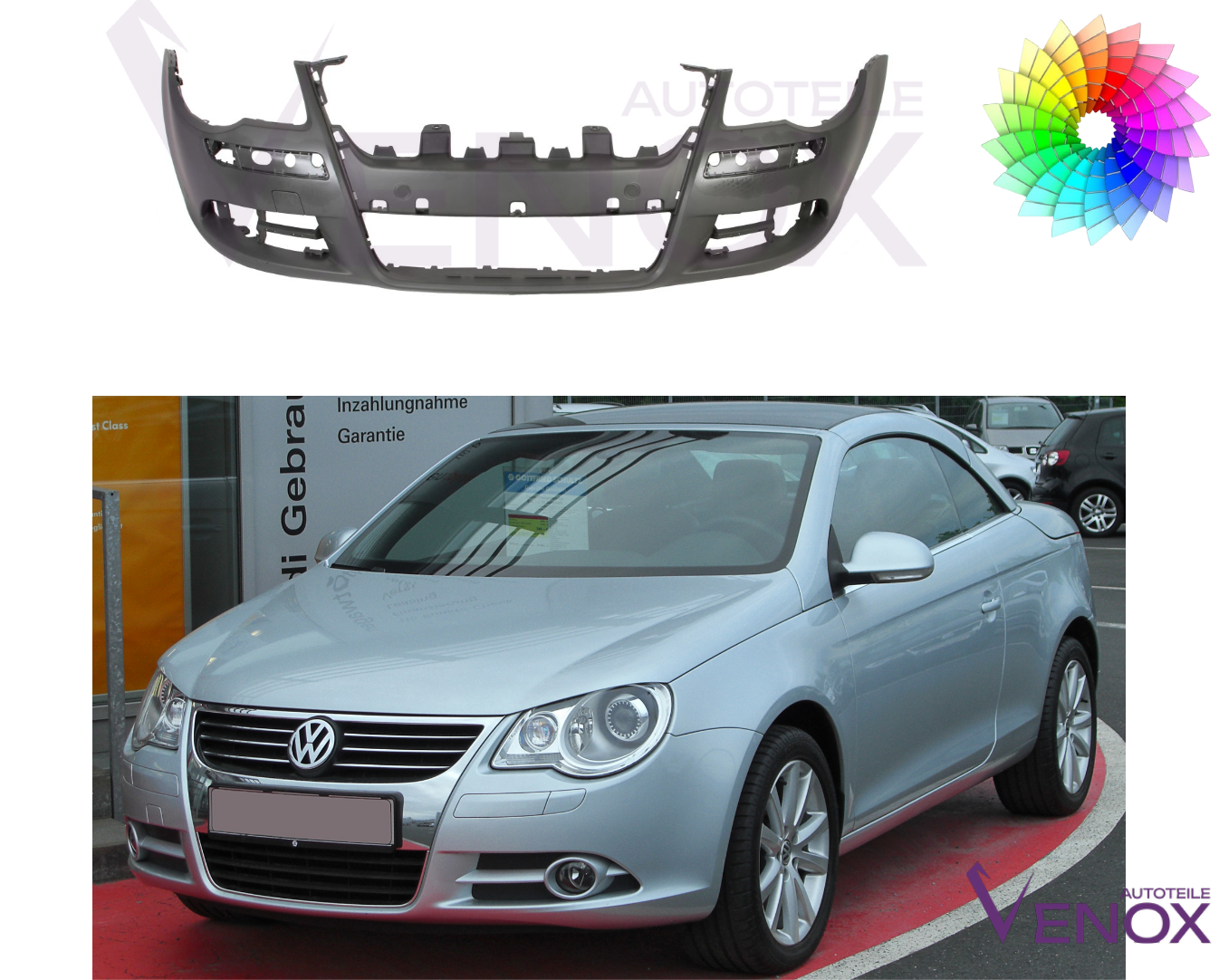 Predný nárazník Vw Eos 2006-2010 ľubovoľná farba – Obrázok 2