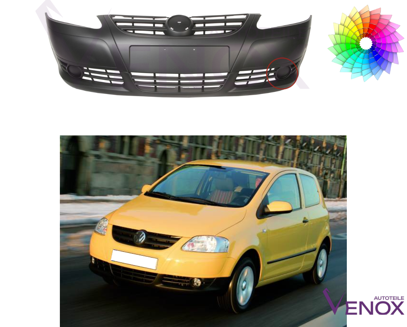 Predný nárazník Vw Fox od roku 2005 ľubovoľná farba – Obrázok 2
