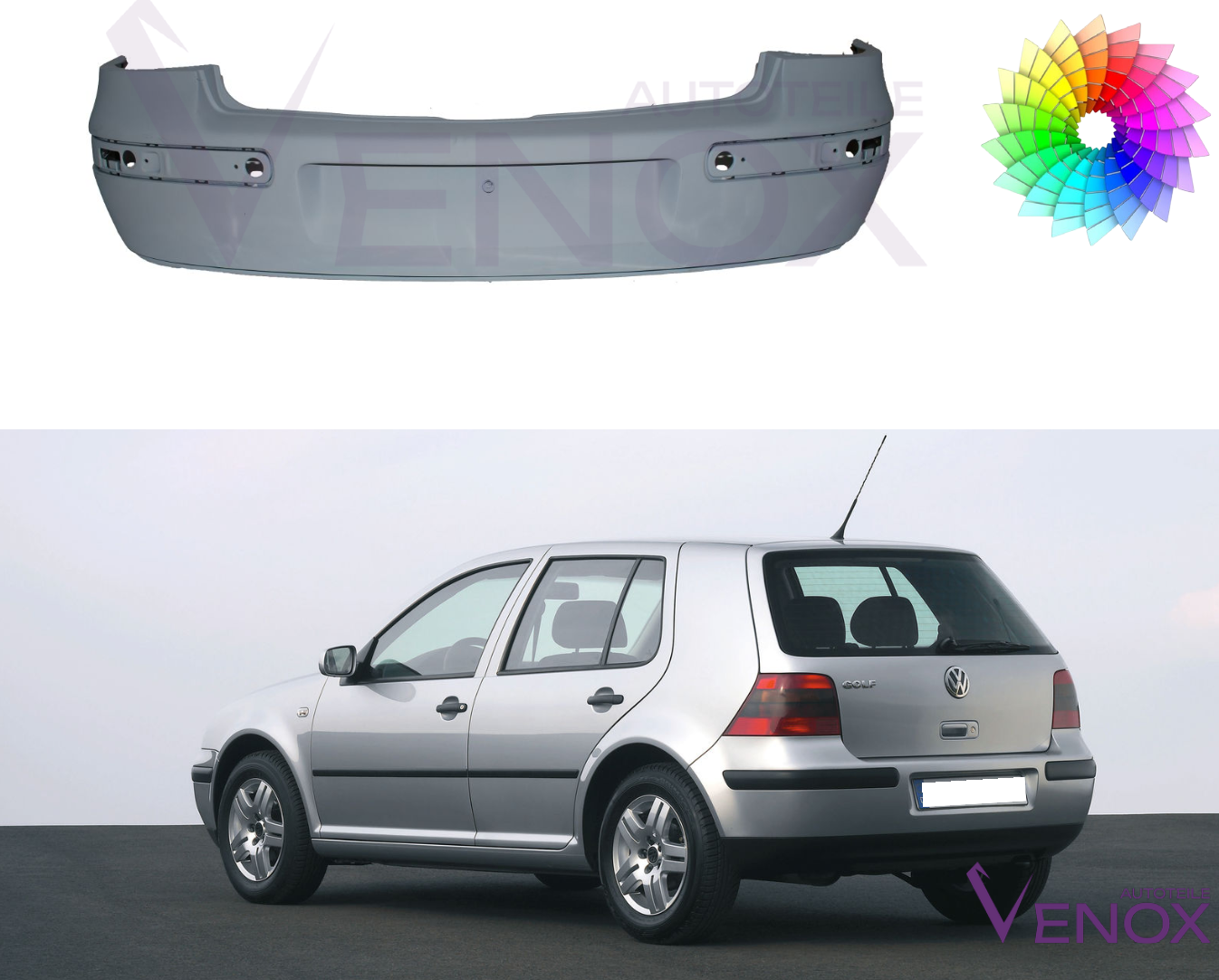 Zadný nárazník Vw Golf IV 1997-2006 ľubovoľná farba – Obrázok 2