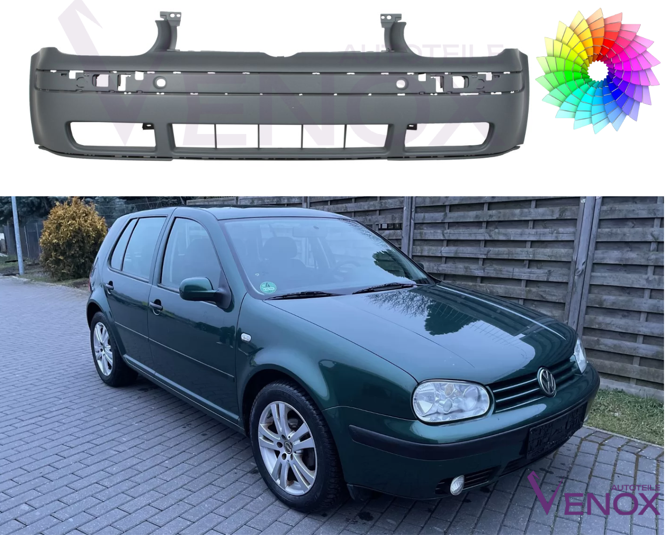Predný nárazník Vw Golf IV 1997-2006 ľubovoľná farba – Obrázok 2