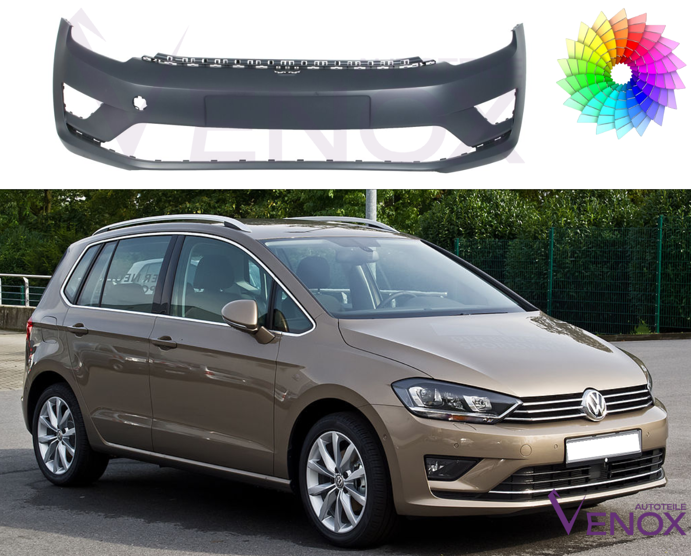 Predný nárazník Vw Golf Sportsvan 2014-2020 ľubovoľná farba – Obrázok 2