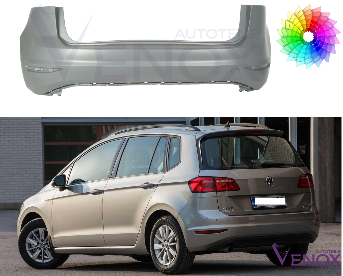 Zadný nárazník Vw Golf Sportsvan od 2017 ľubovoľná farba – Obrázok 2