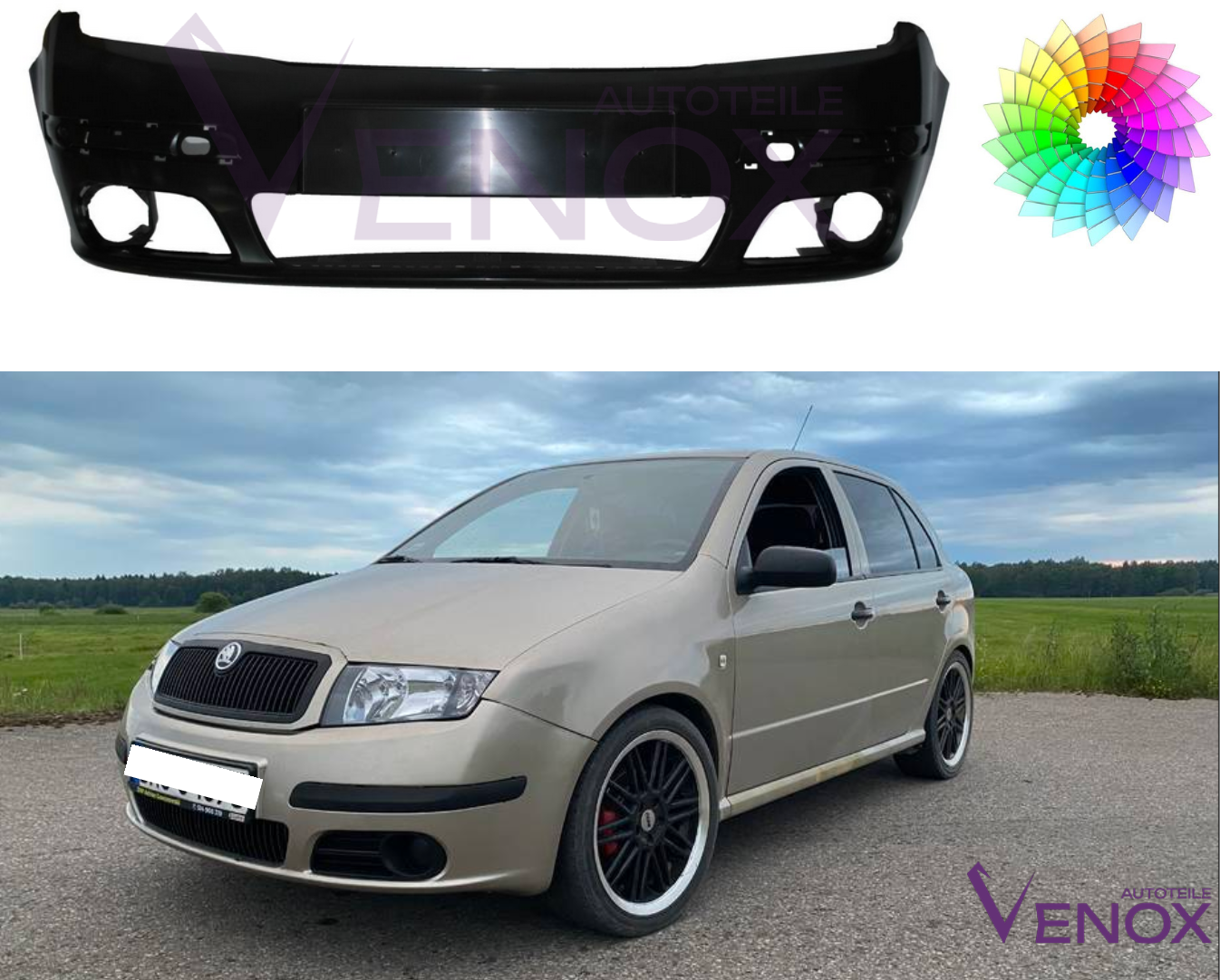 Predný nárazník Škoda Fabia 6Y 2004-2007 ľubovoľná farba – Obrázok 2