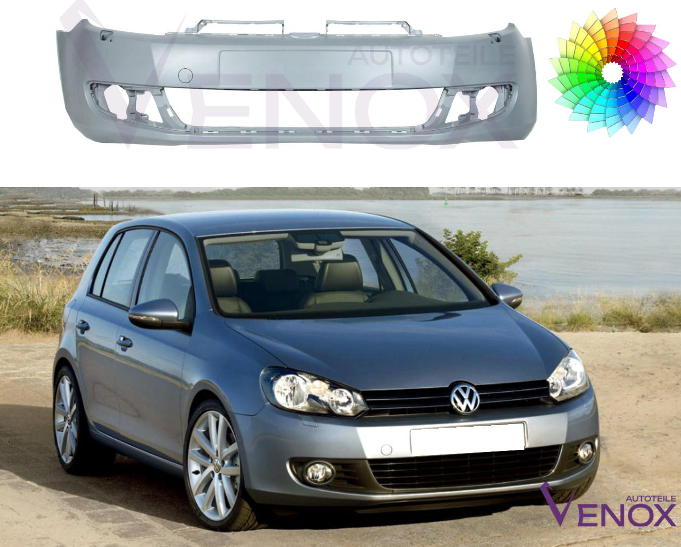 Predný nárazník Vw Golf VI 2008-2016 SR ľubovoľná farba – Obrázok 2