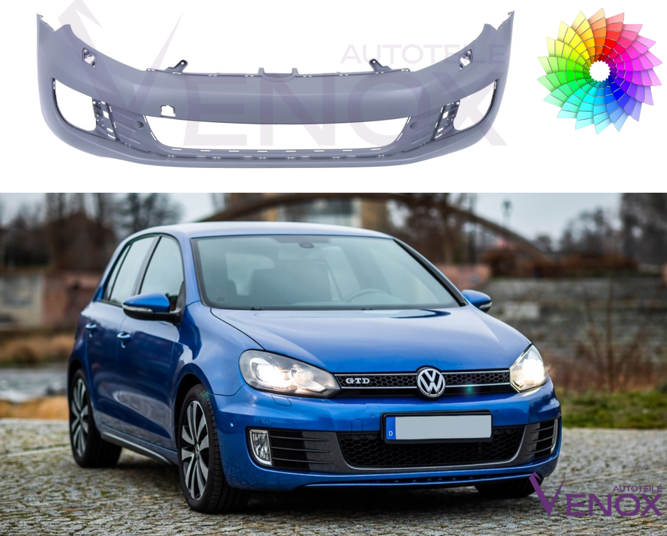 Predný nárazník Vw Golf VI GTD GTI 2008-2016 SR ľubovoľná farba – Obrázok 2
