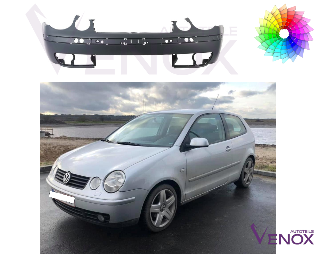 Predný nárazník Vw Polo 9N 2001-2005 ľubovoľná farba – Obrázok 2