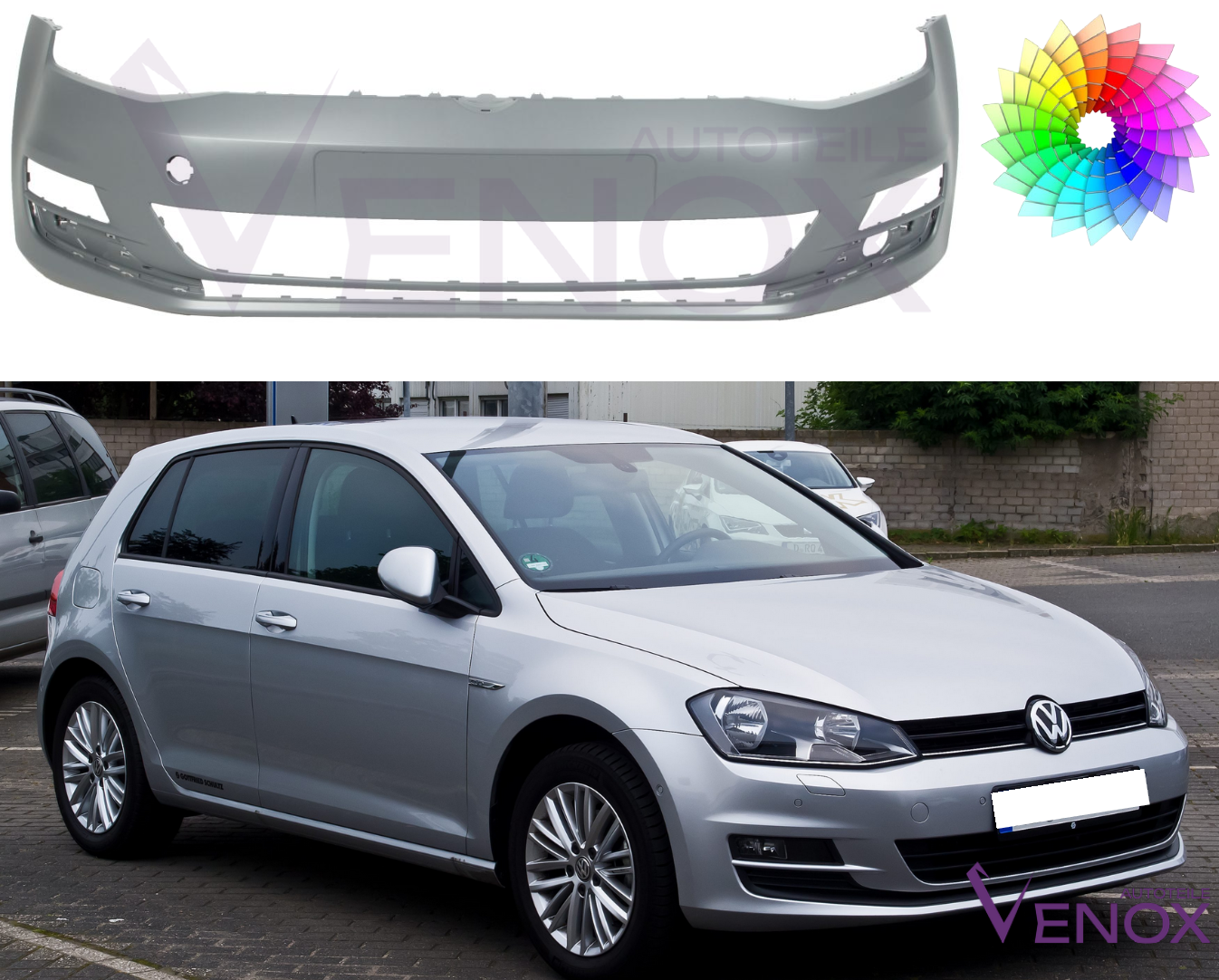 Predný nárazník VW Golf VII 2012-2017 ľubovoľná farba – Obrázok 2