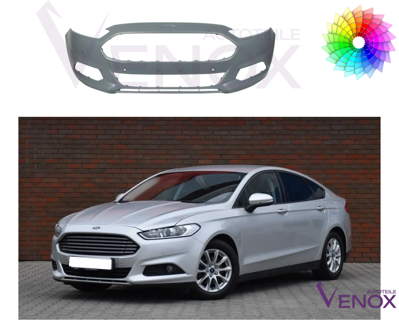 Predný nárazník Ford Mondeo Mk5 od 2014 6xPDC ľubovoľná farba – Obrázok 2