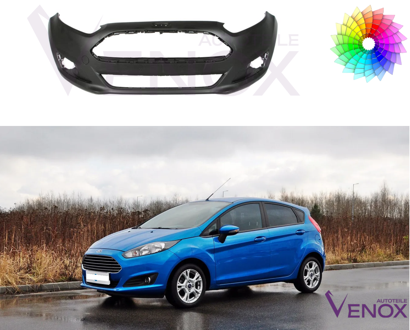 Predný nárazník Ford Fiesta Mk 7 2013-2017 ľubovoľná farba – Obrázok 2