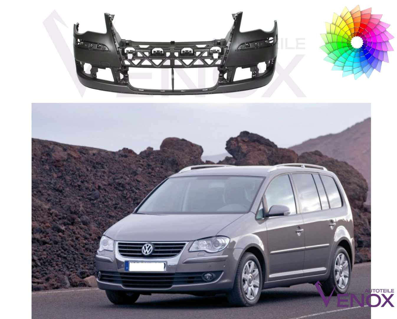 Predný nárazník VW Touran 1T 2006-2010 ľubovoľná farba – Obrázok 2