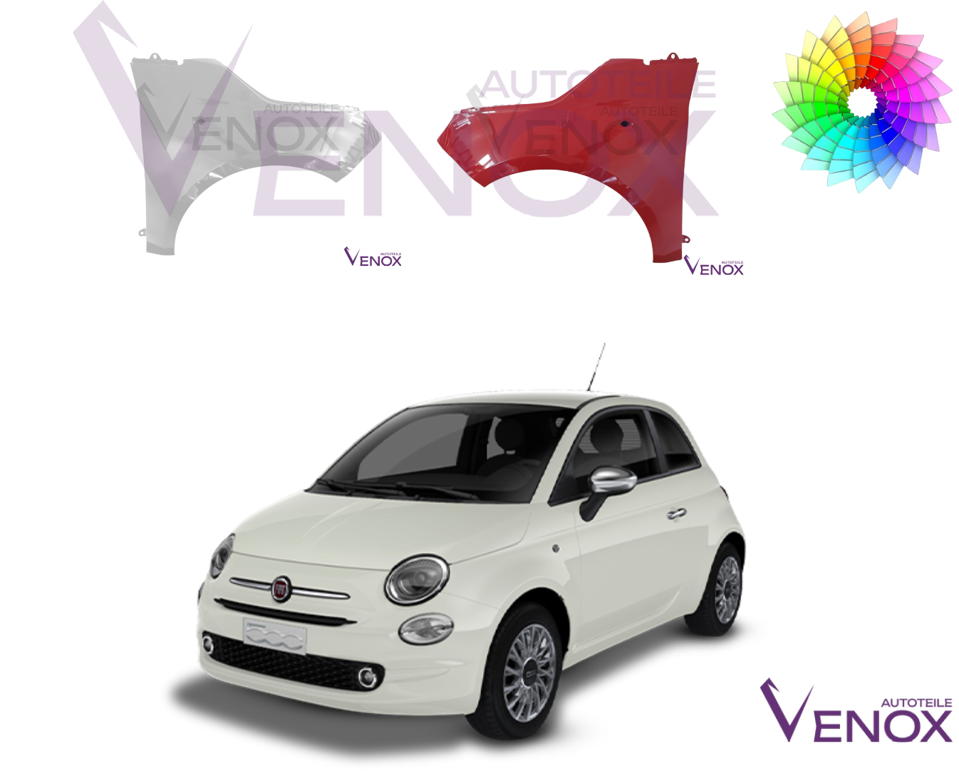 Ľavý blatník Fiat 500 (312) 2007-2020 ľubovoľná farba – Obrázok 2