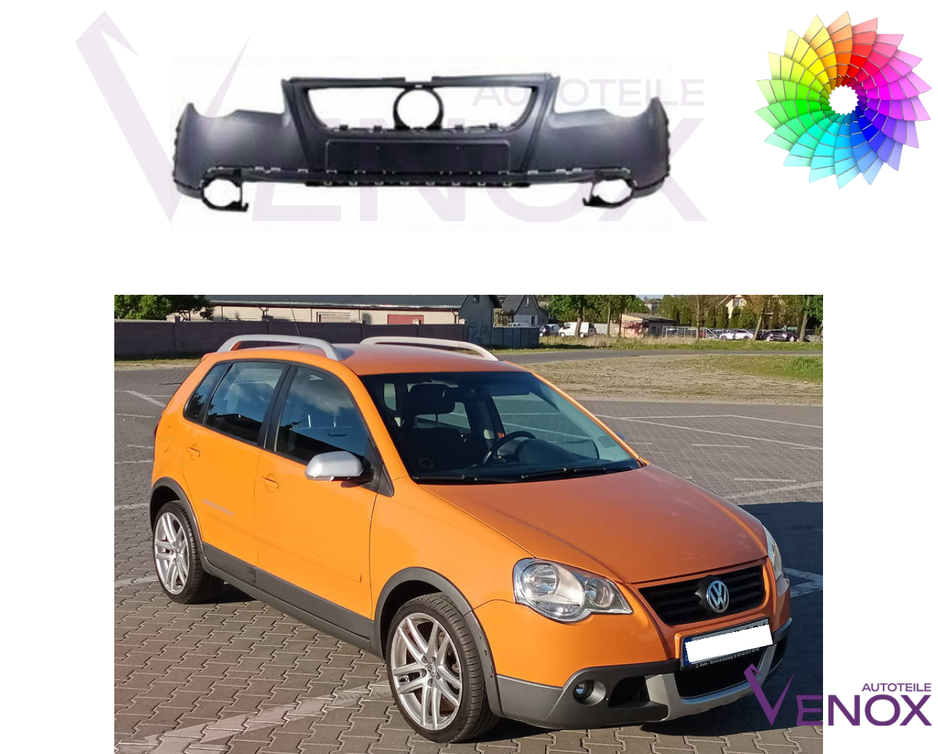 Predný nárazník VW Polo 9N Cross 2005-2010 ľubovoľná farba – Obrázok 2