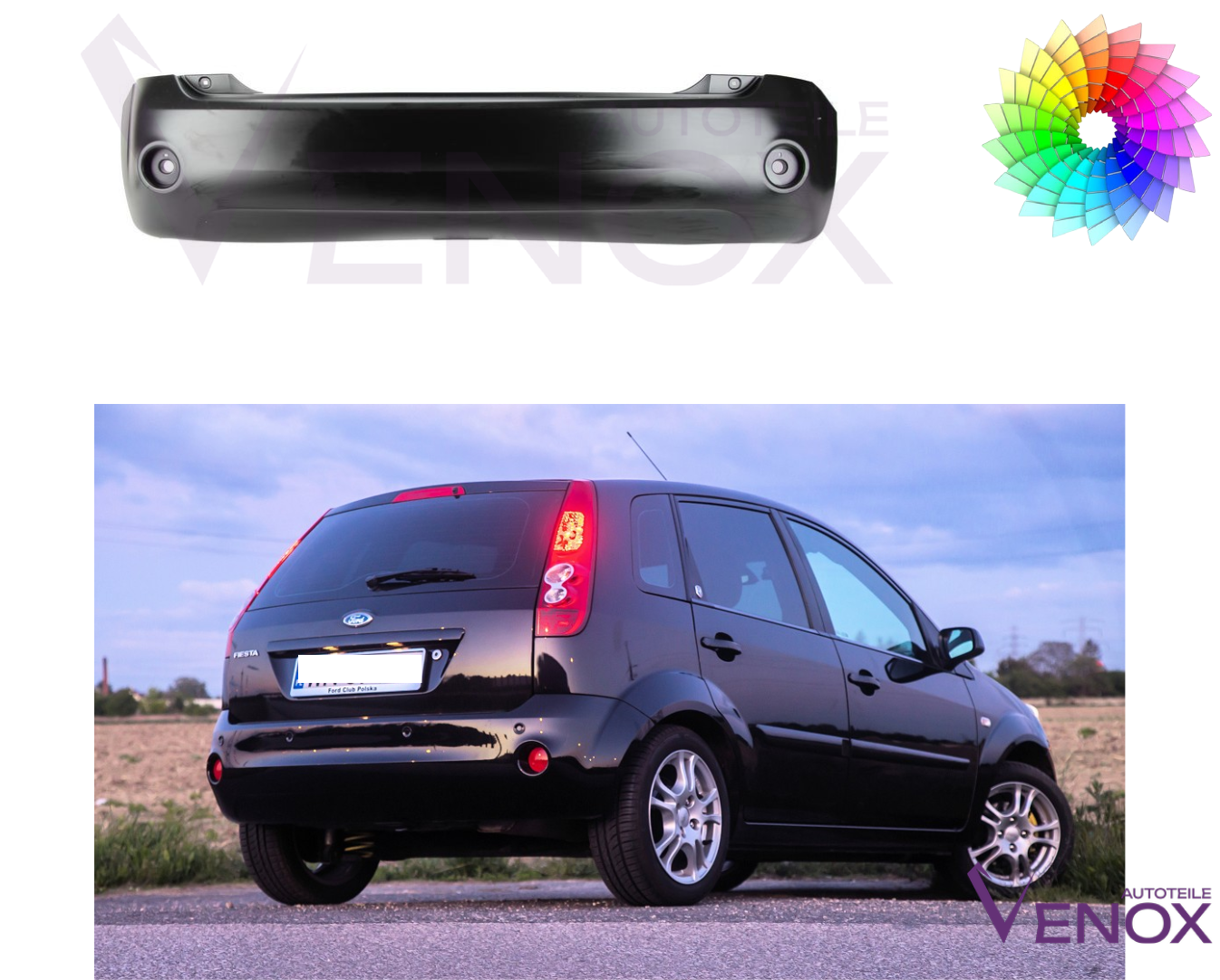 Zadný nárazník Ford Fiesta Mk 6 2005-2008 ľubovoľná farba – Obrázok 2