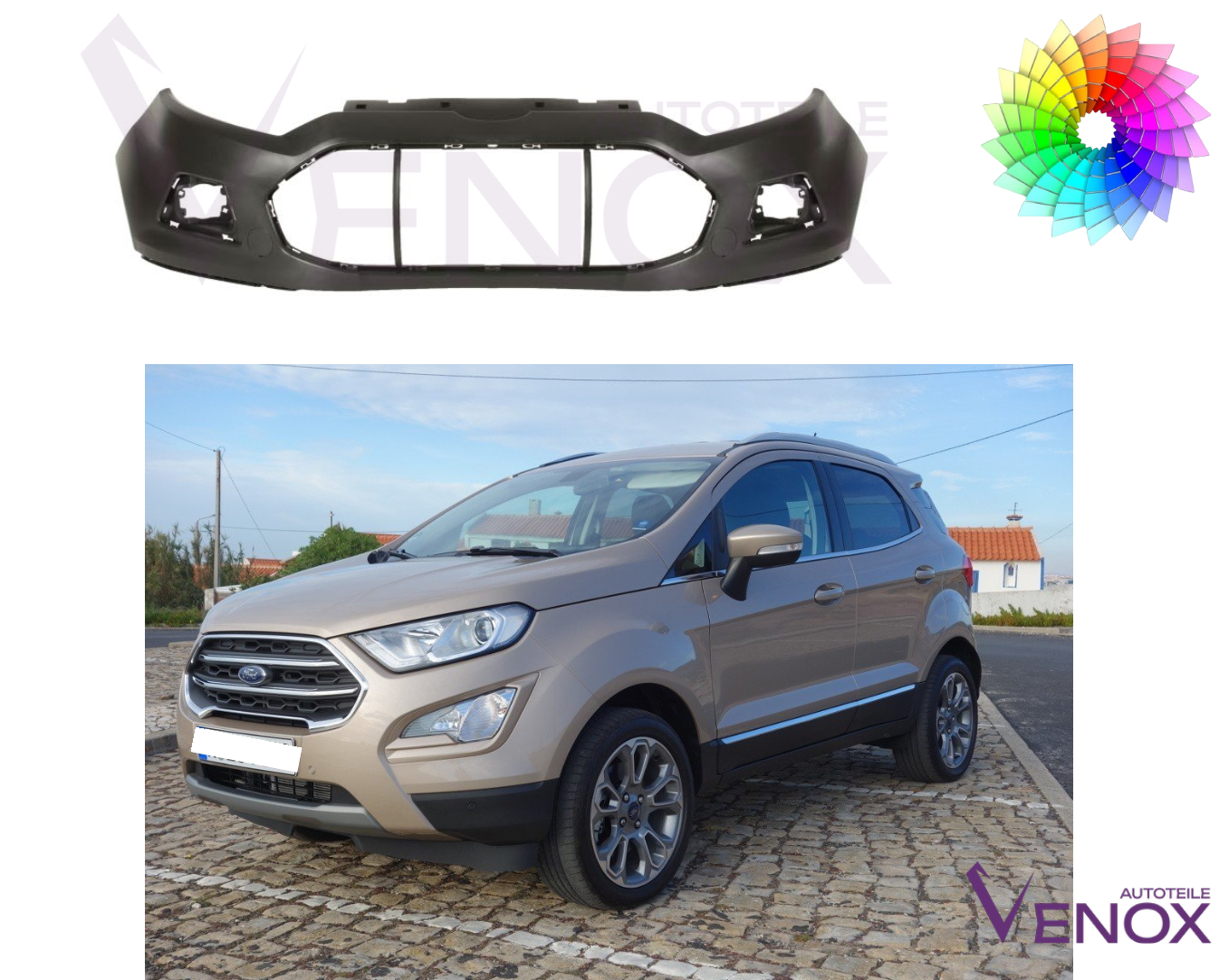 Predný nárazník Ford Ecosport 2013-2017 ľubovoľná farba – Obrázok 2