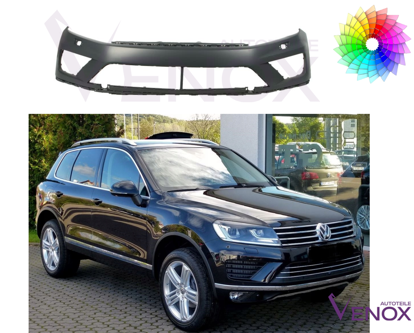 Predný nárazník VW Touareg 7P 2014-2018 SR PDC ľubovoľná farba – Obrázok 2
