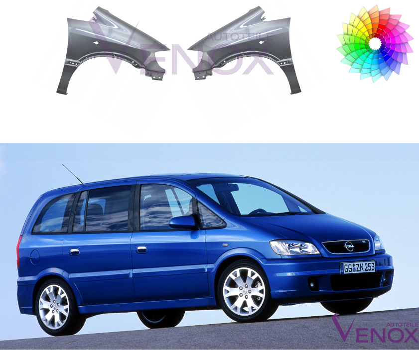 Opel Zafira A 1999-2005 Všetky farby pravého blatníka – Obrázok 2