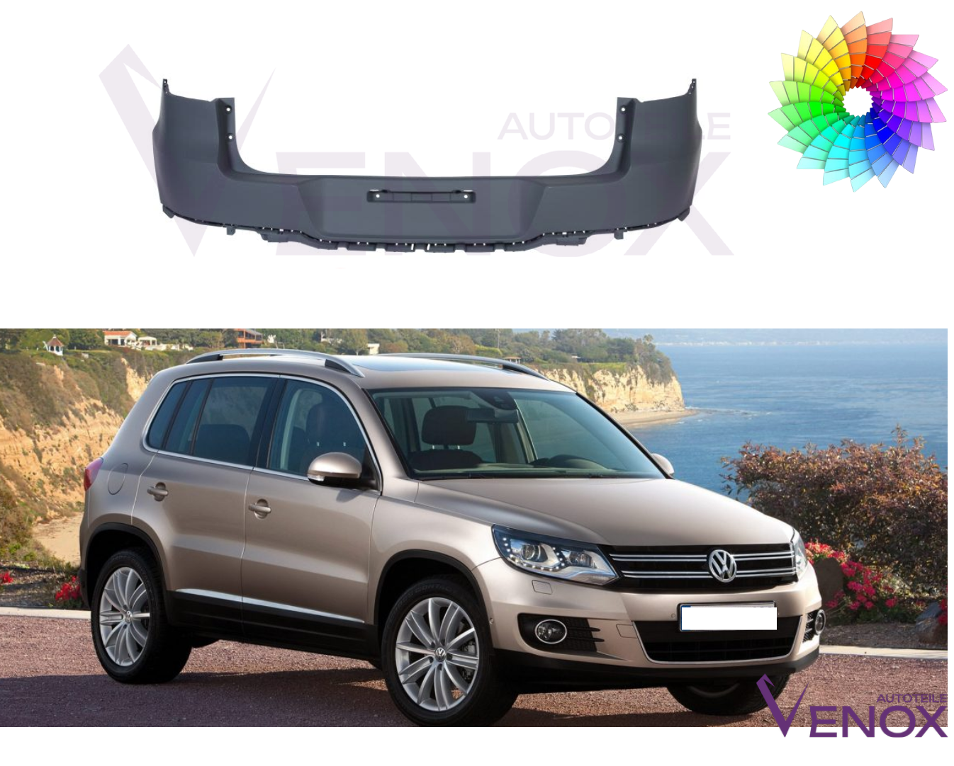 Zadný nárazník Vw Tiguan 2011-2016 ľubovoľná farba – Obrázok 2
