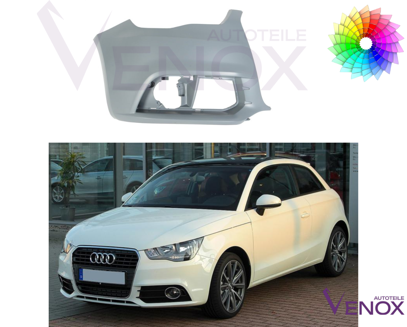 Predný nárazník Audi A1 2010-2015 ľubovoľná farba – Obrázok 2