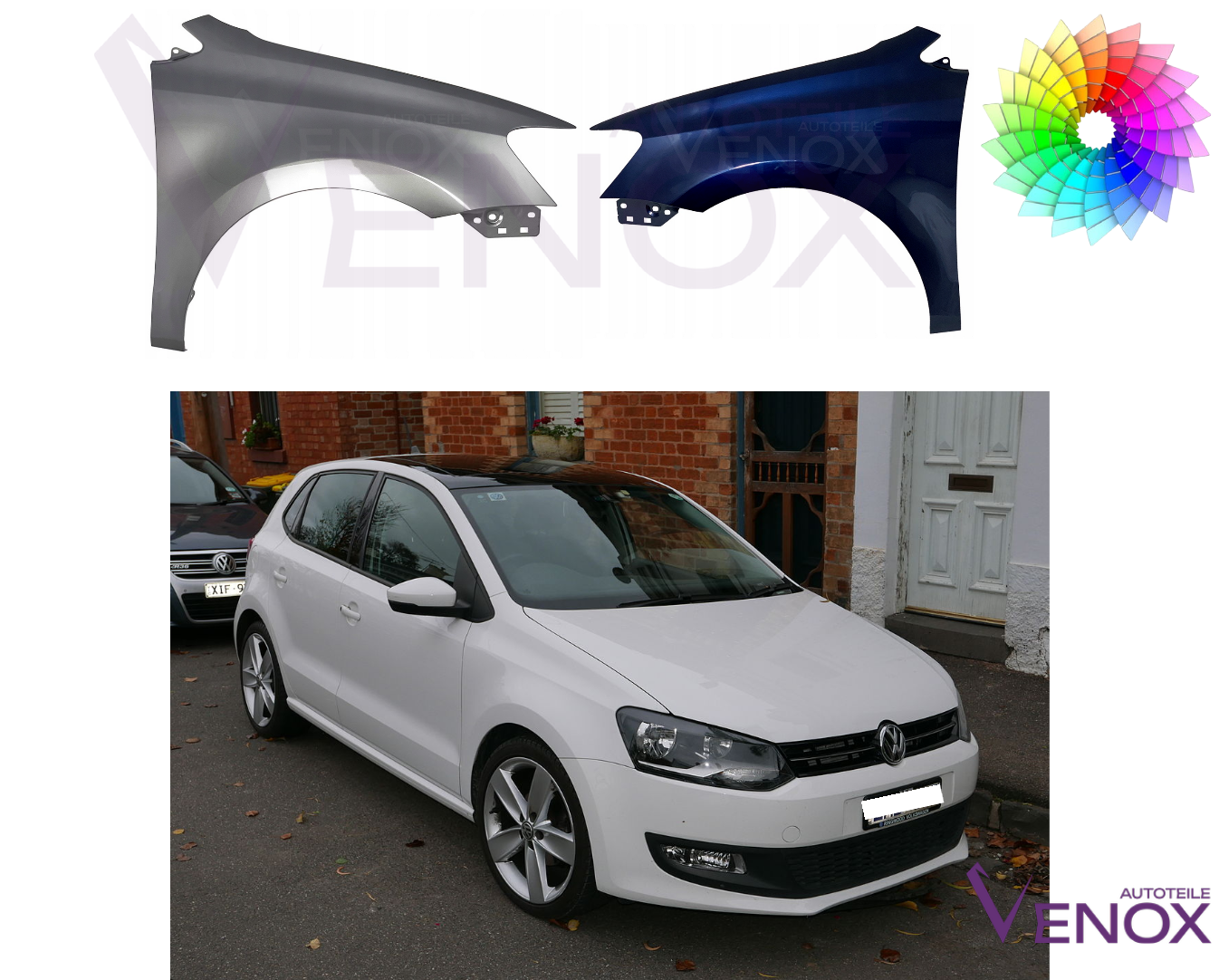 VW Polo 6R ľavé krídlo 09-17 ľubovoľná farba – Obrázok 2