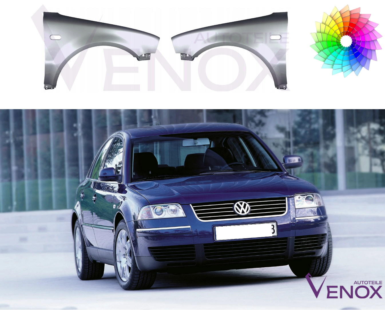 Ľavé krídlo VW Passat B5 2000-2005 ľubovoľná farba – Obrázok 2