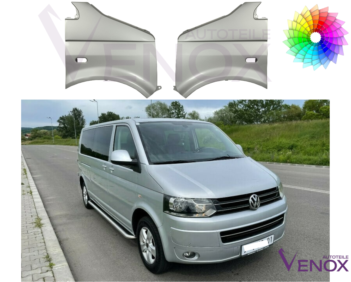 VW Transporter T5 ľavé krídlo 03-15 ľubovoľná farba – Obrázok 2