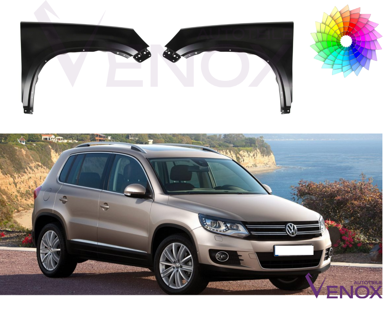 Pravé krídlo VW Tiguan 5N 2007 -2016 ľubovoľná farba – Obrázok 2