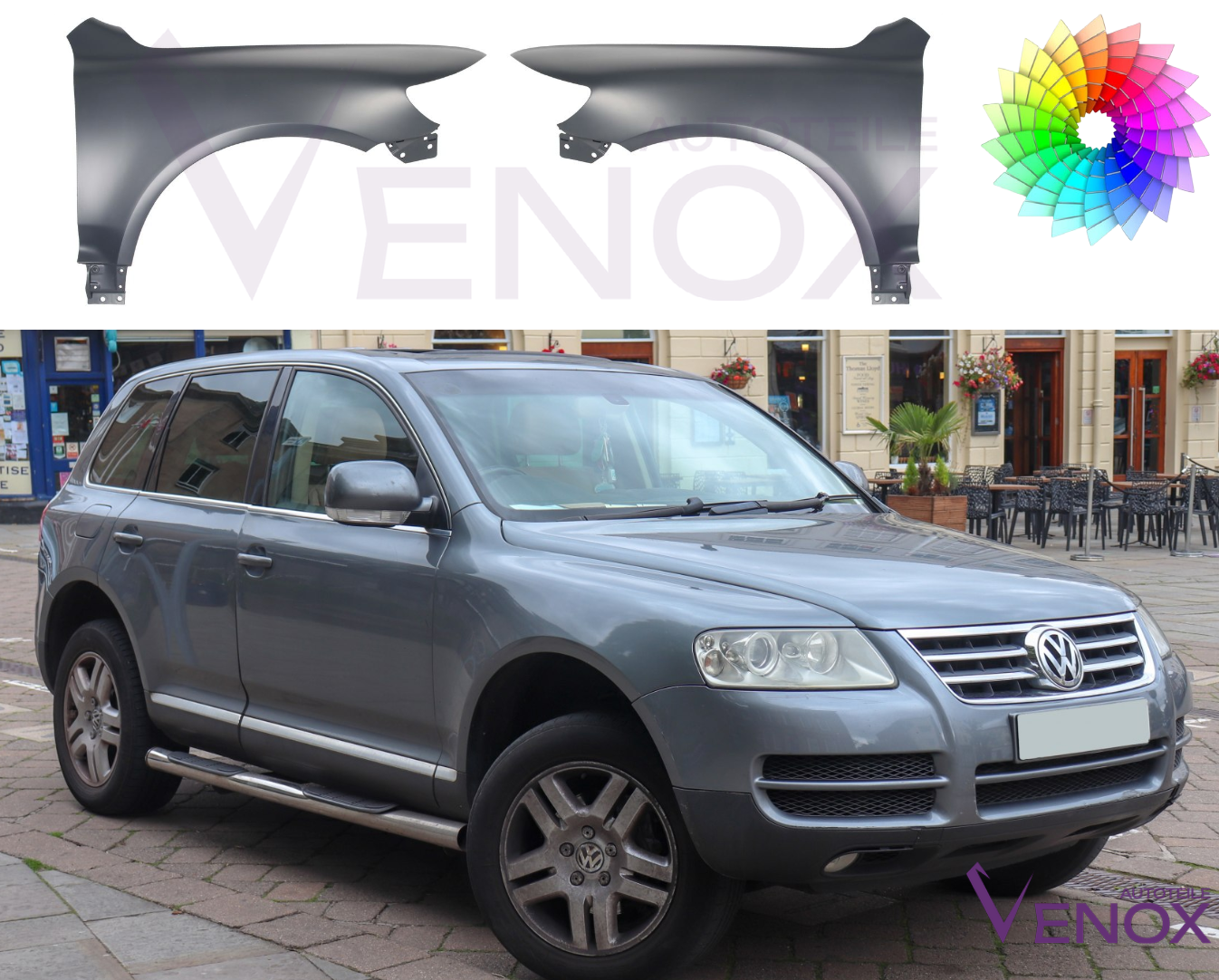 Pravé krídlo VW Touareg 7L 2002 2006 Každá farba – Obrázok 2