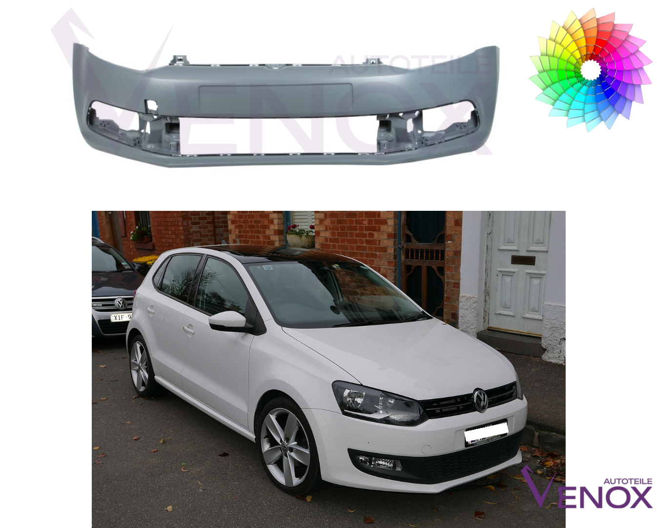 Predný nárazník VW Polo 6R 2014-2017 ľubovoľná farba – Obrázok 2