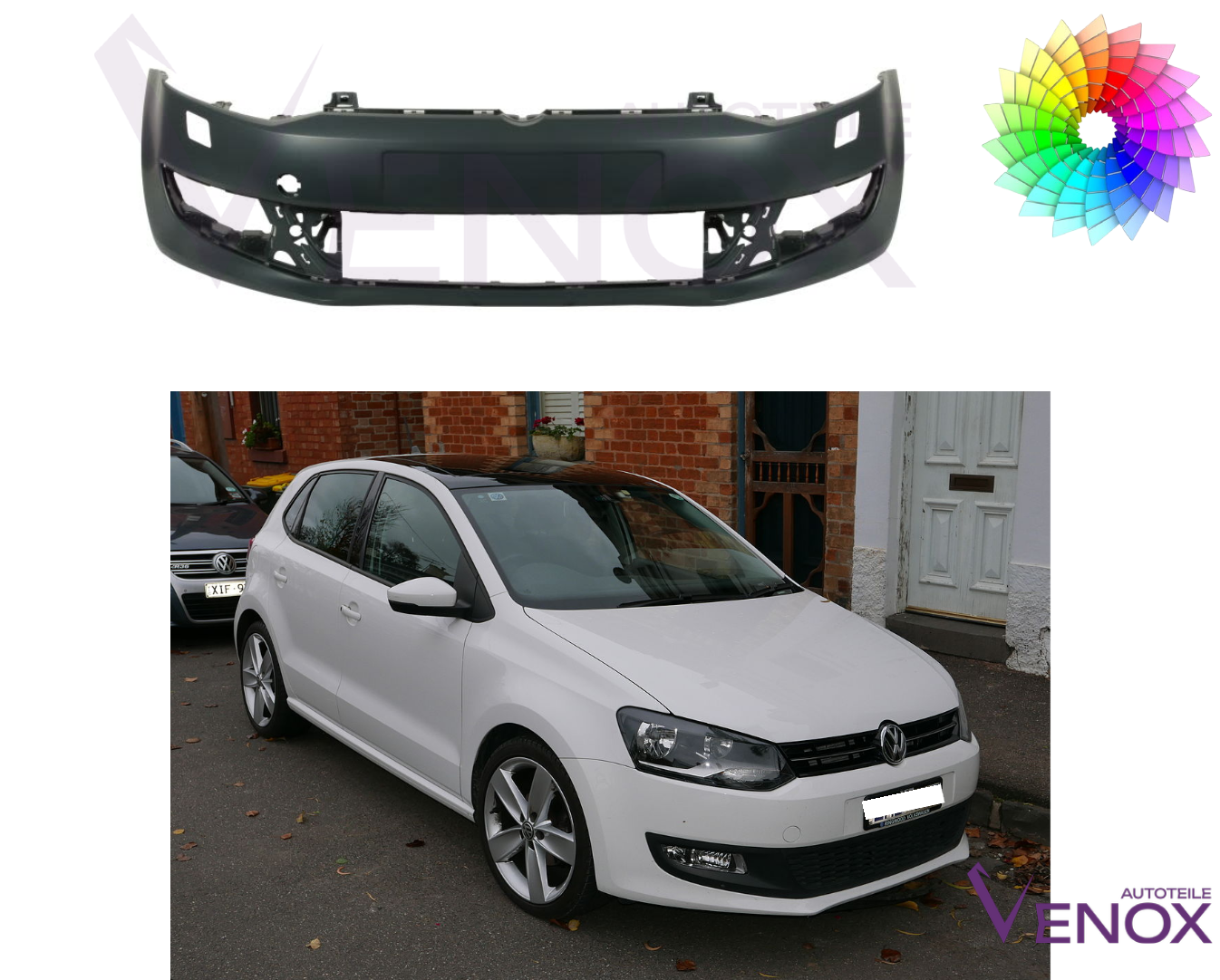 Predný nárazník VW Polo 2009-2014 ľubovoľná farba – Obrázok 2