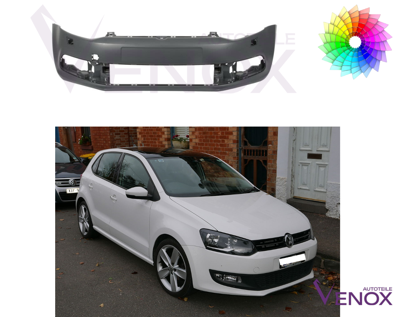 Predný nárazník VW Polo 6R 2014-2017 ľubovoľná farba – Obrázok 2