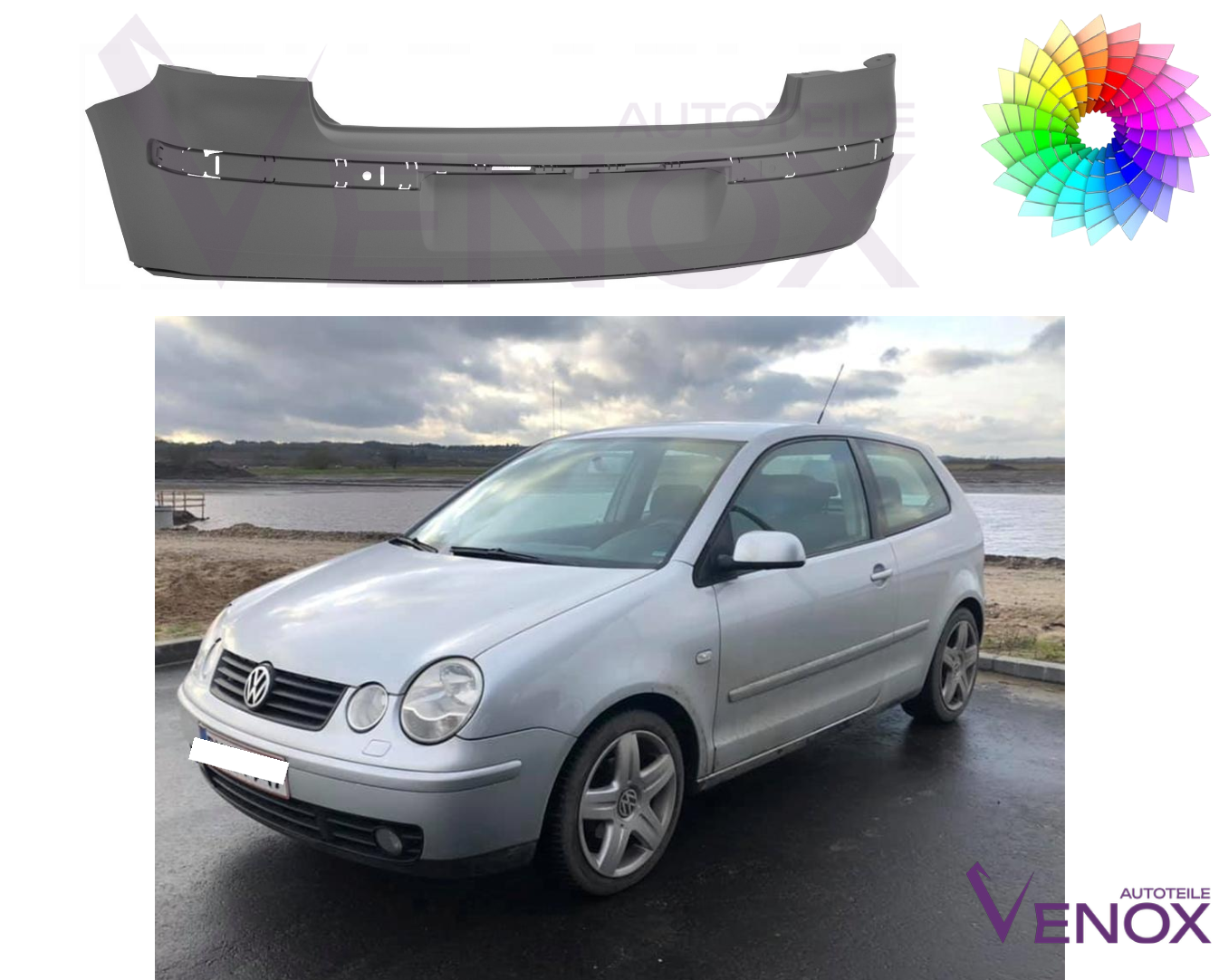 Zadný nárazník VW Polo 9N 2001-2009 ľubovoľná farba – Obrázok 2