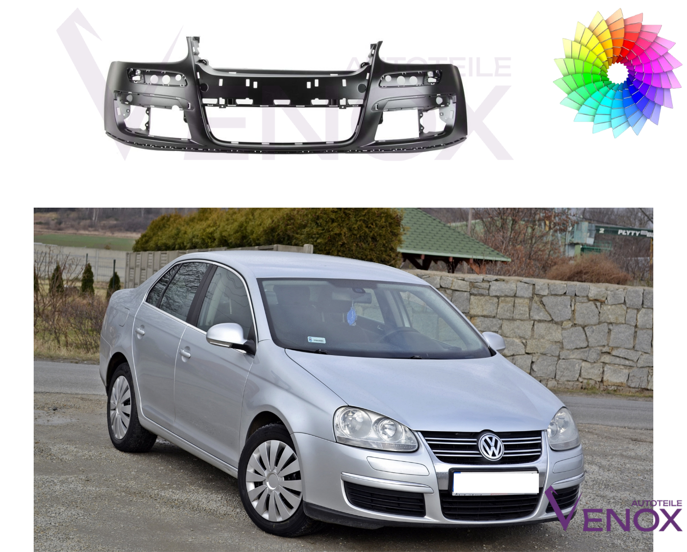Predný nárazník VW Jetta Golf Variant Kombi 05-10 ľubovoľná farba – Obrázok 2