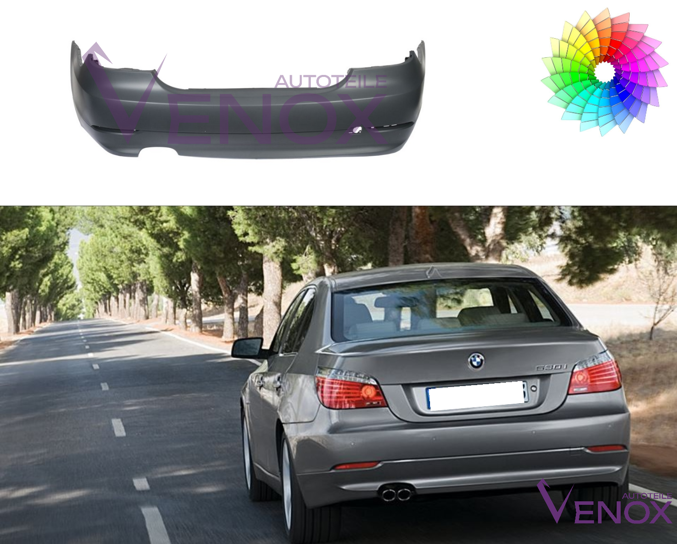 Zadný nárazník BMW 5 E60 07-10 ľubovoľná farba – Obrázok 2