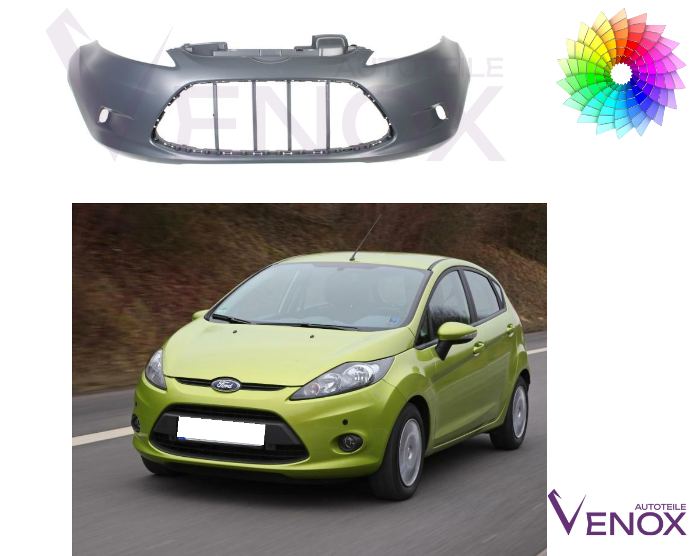 Predný nárazník Ford Fiesta Mk7 08-13 ľubovoľná farba – Obrázok 2