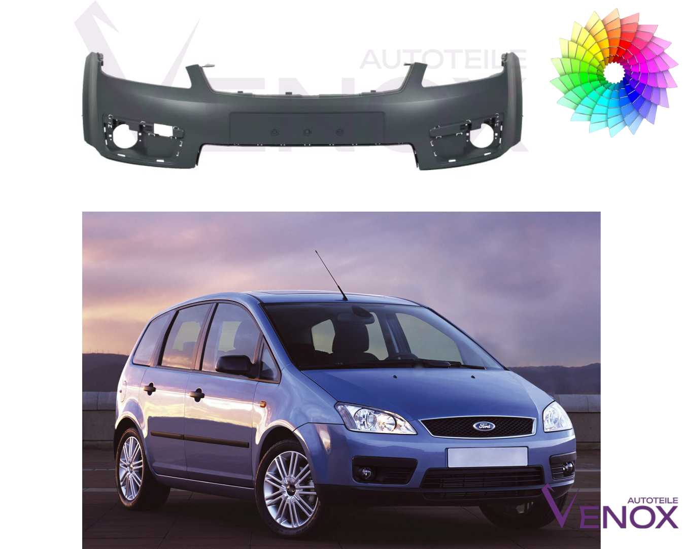 Predný nárazník Ford Focus C-Max C-214 03-07 ľubovoľná farba – Obrázok 2