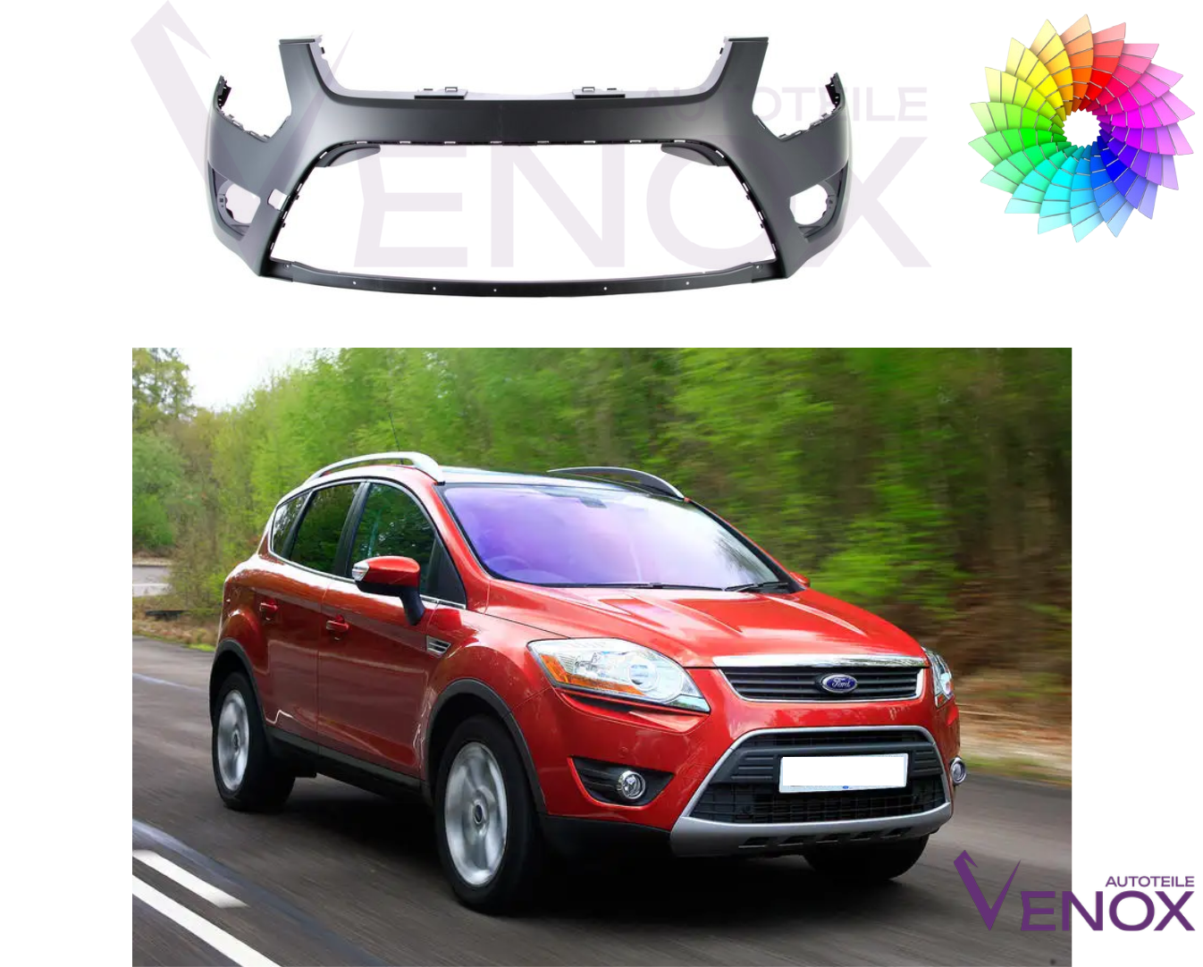 Predný nárazník Ford Kuga 2008-2013 ľubovoľná farba – Obrázok 2