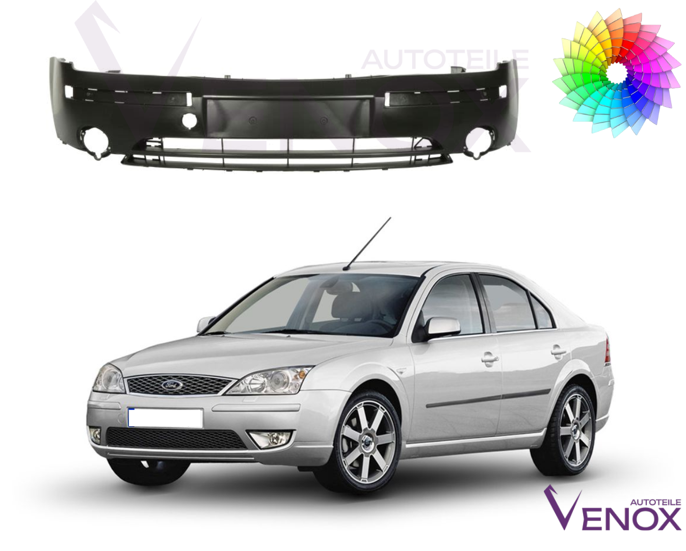 Predný nárazník Ford Mondeo Mk3 00-03 ľubovoľná farba – Obrázok 2