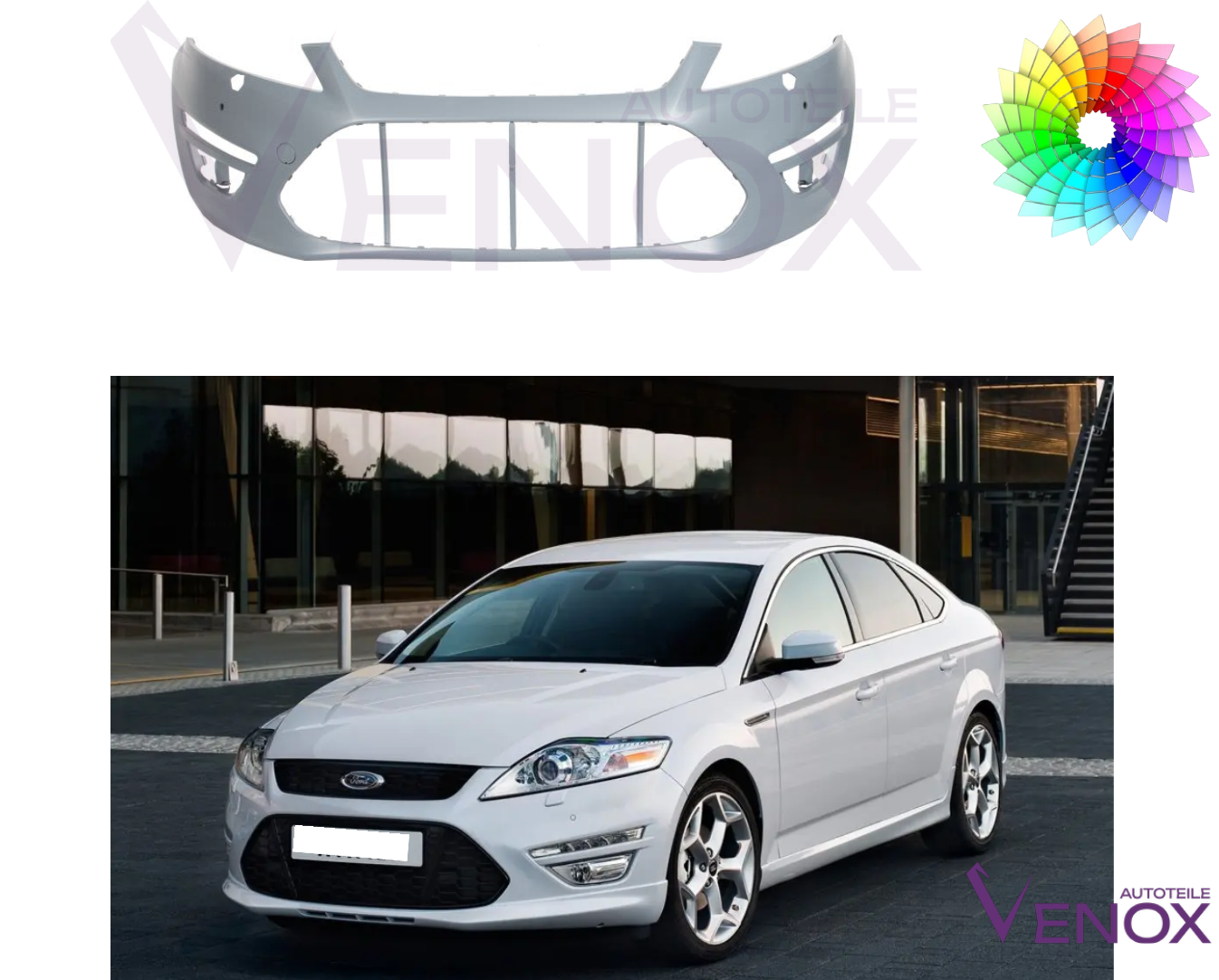 Predný nárazník Ford Mondeo Mk4 10-15 PDC SR SW ľubovoľná farba – Obrázok 2
