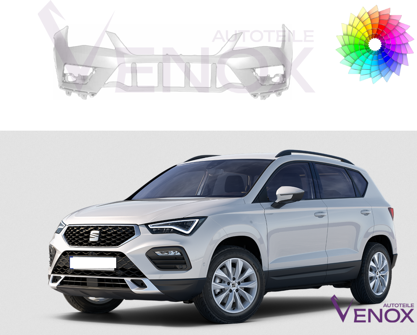 Predný nárazník Seat Altea KH7 Od 2016 SR 2xPDC ľubovoľná farba – Obrázok 2