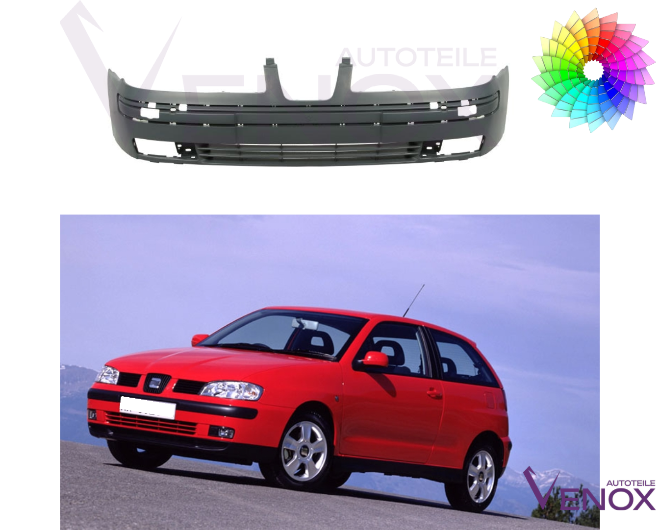 Predný nárazník Seat Ibiza 6K 98-02 ľubovoľná farba – Obrázok 2