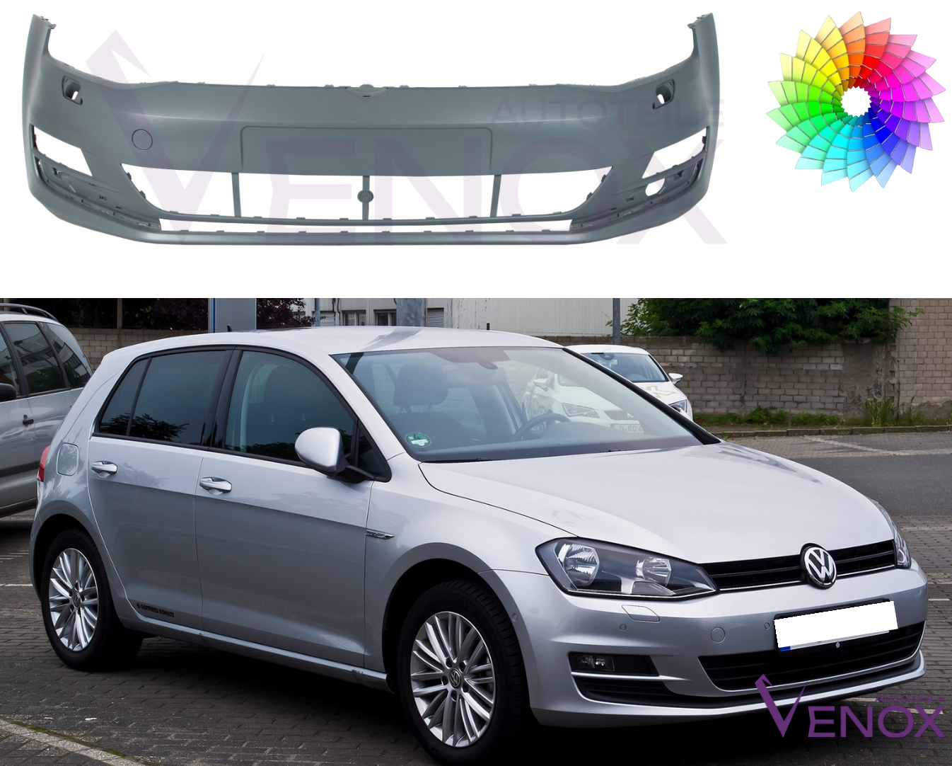 Predný nárazník VW Golf 7 12-17 SR ľubovoľná farba – Obrázok 2