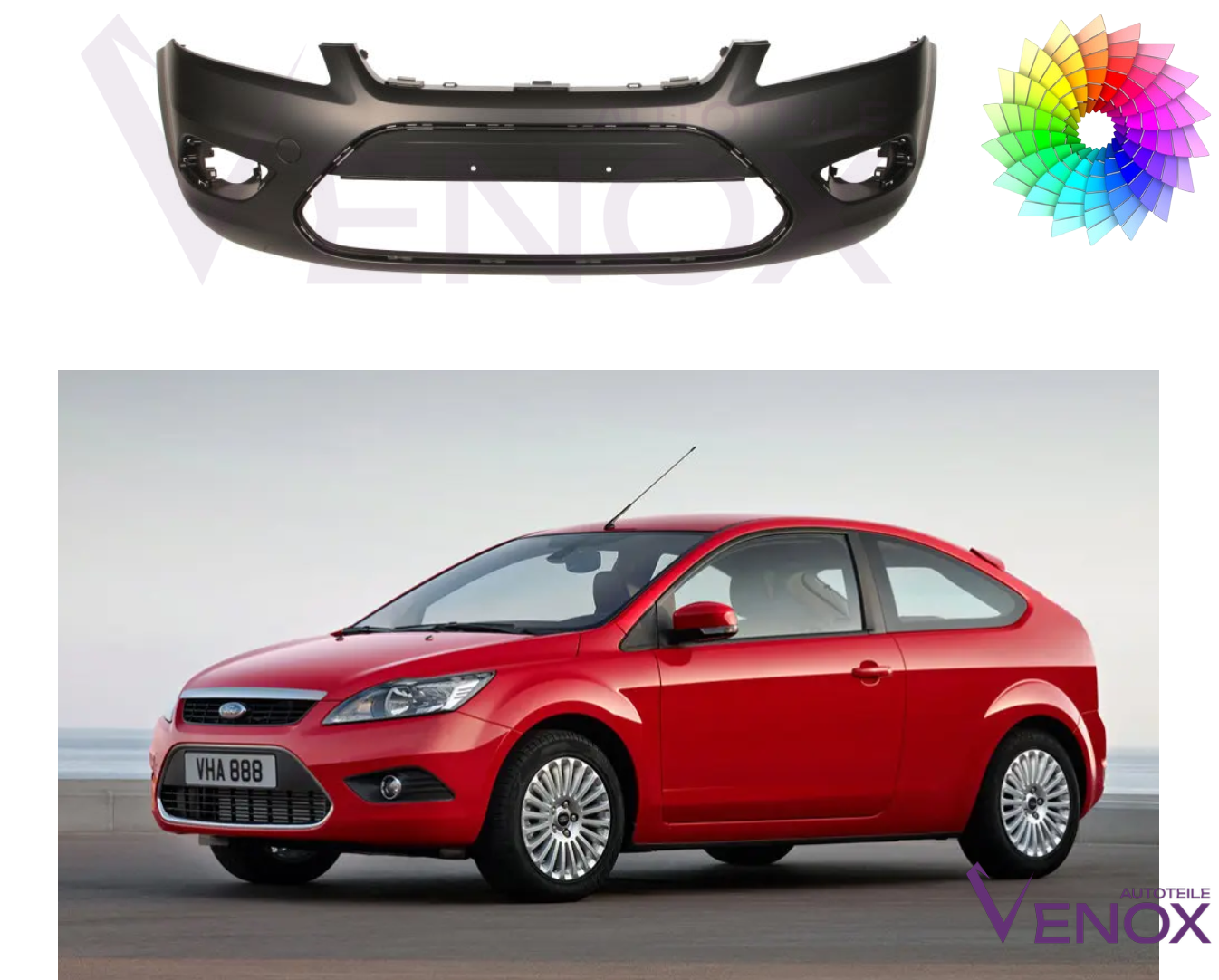 Predný nárazník Ford Focus Mk2 08-10 ľubovoľná farba – Obrázok 2