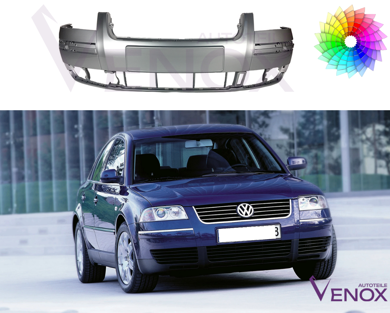 Predný nárazník VW Passat B5 FL 2000-2005 ľubovoľná farba – Obrázok 2