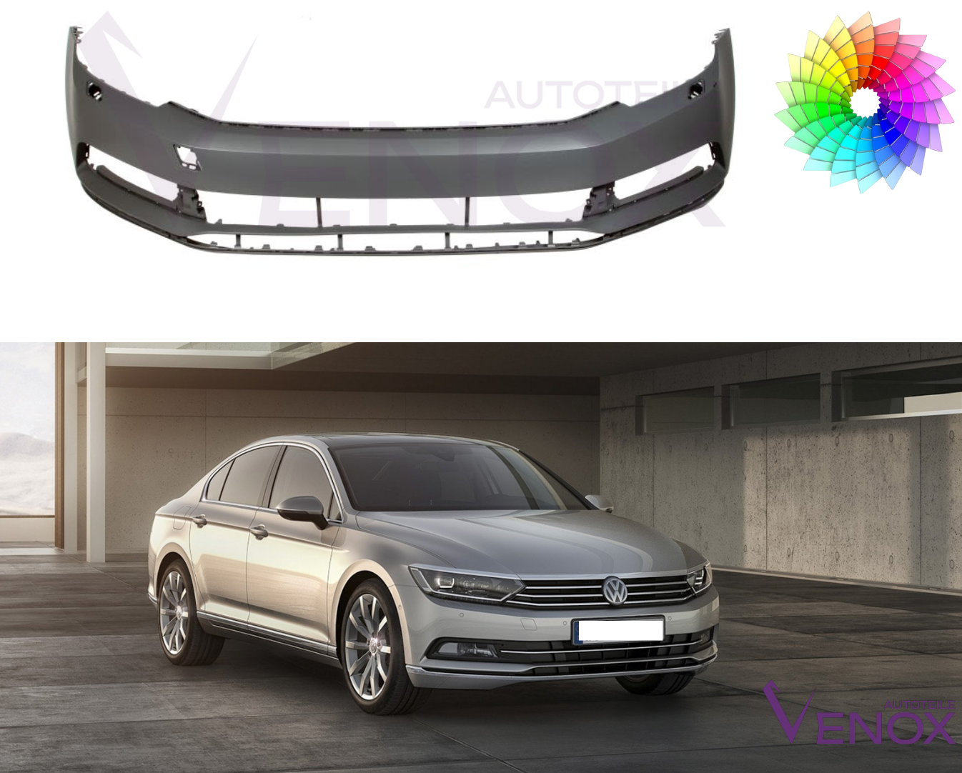 Predný nárazník VW Passat B8 od 2014 SR ľubovoľná farba – Obrázok 2