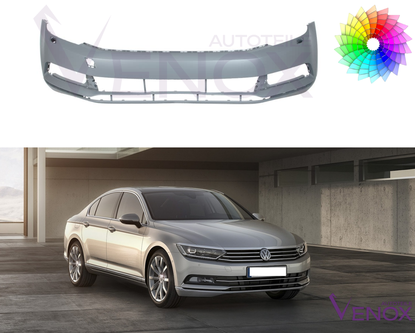 Predný nárazník VW Passat B8 od 2014 SR ľubovoľná farba – Obrázok 2