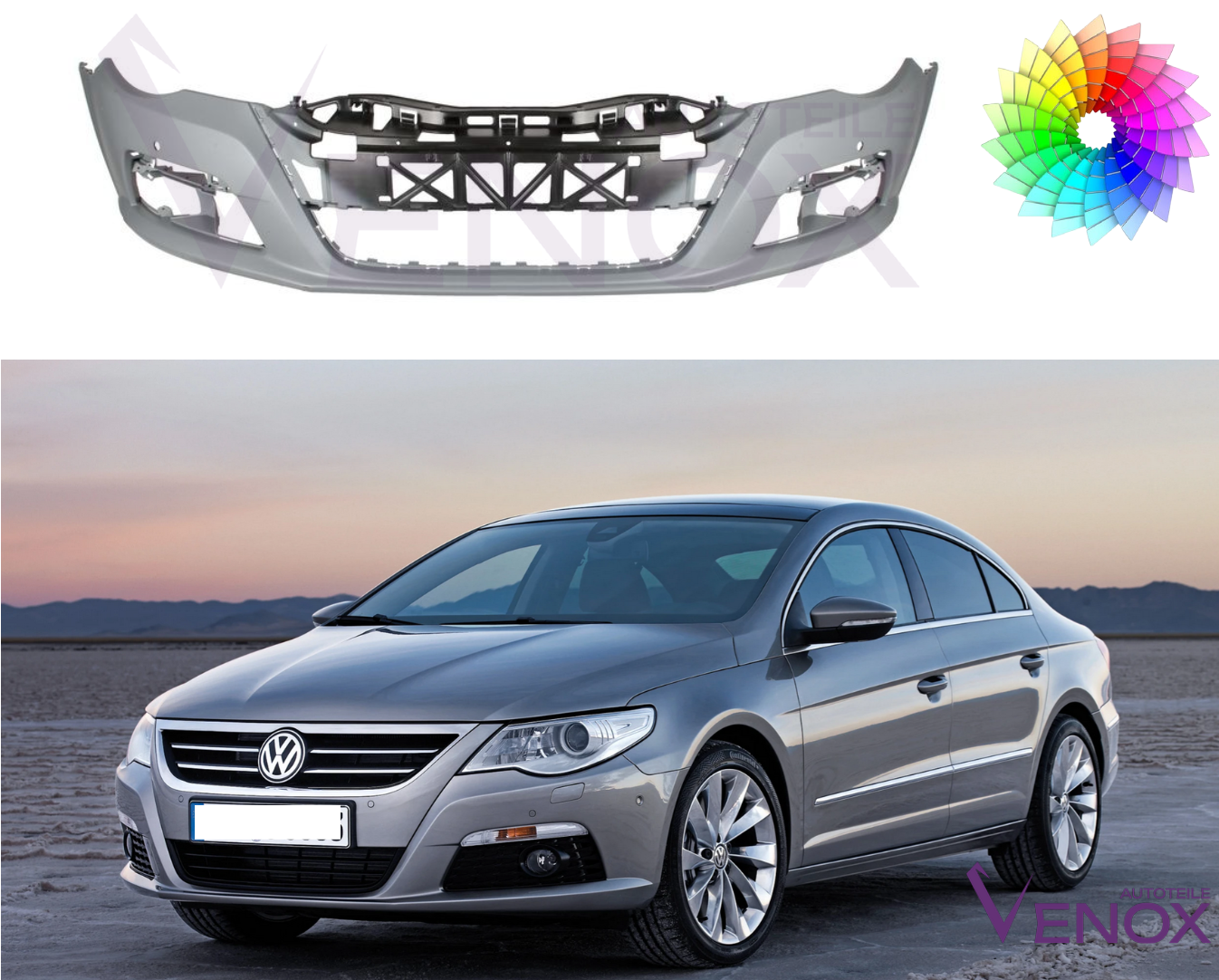 Predný nárazník VW Passat CC 357 08-12 2xPDC ľubovoľná farba – Obrázok 2