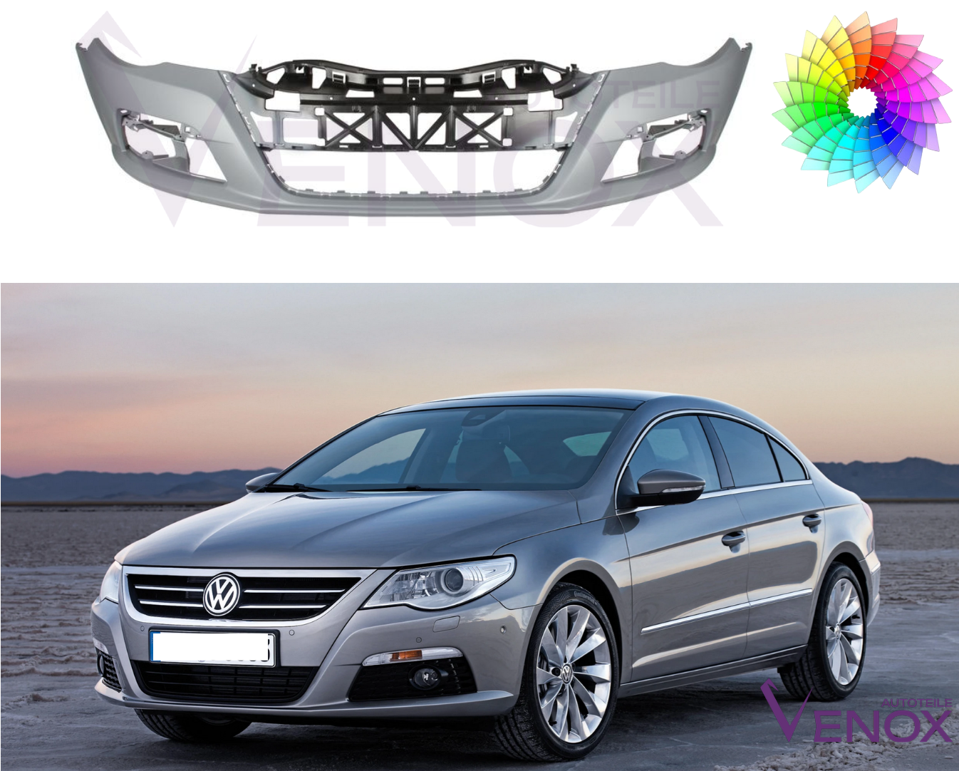 Predný nárazník VW Passat CC 357 08-12 SR 2xPDC ľubovoľná farba – Obrázok 2