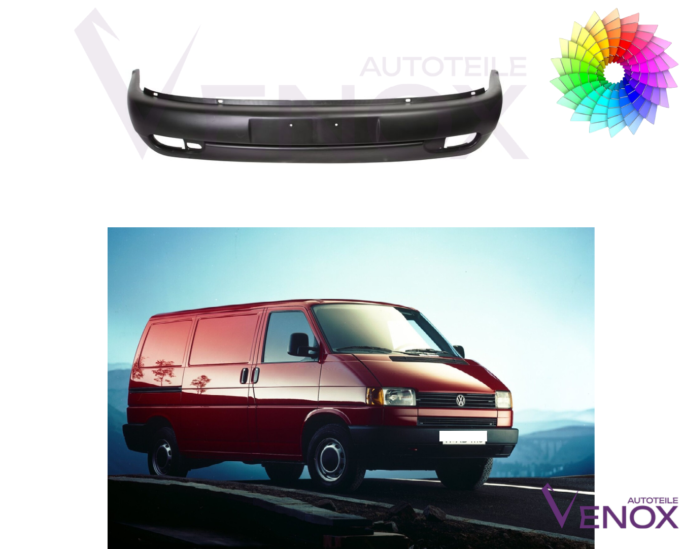 Predný nárazník VW Caravel T4 96-03 SW ľubovoľná farba – Obrázok 2